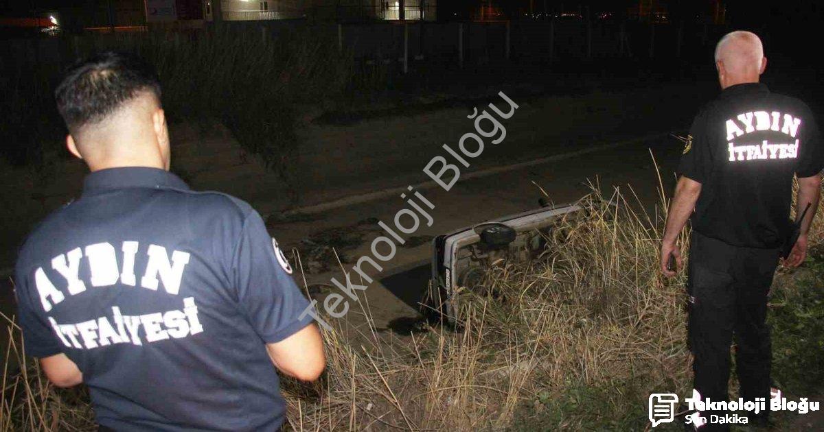 "Aydın'da Korkutan Kaza: Otomobil Sulama Kanalına Devrildi" başlıklı haber için fotorealistik, profe