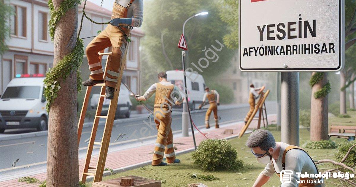 "Afyonkarahisar’da Ağaç Budama Çalışması İçin Park Uyarısı" başlıklı haber için fotorealistik, profe