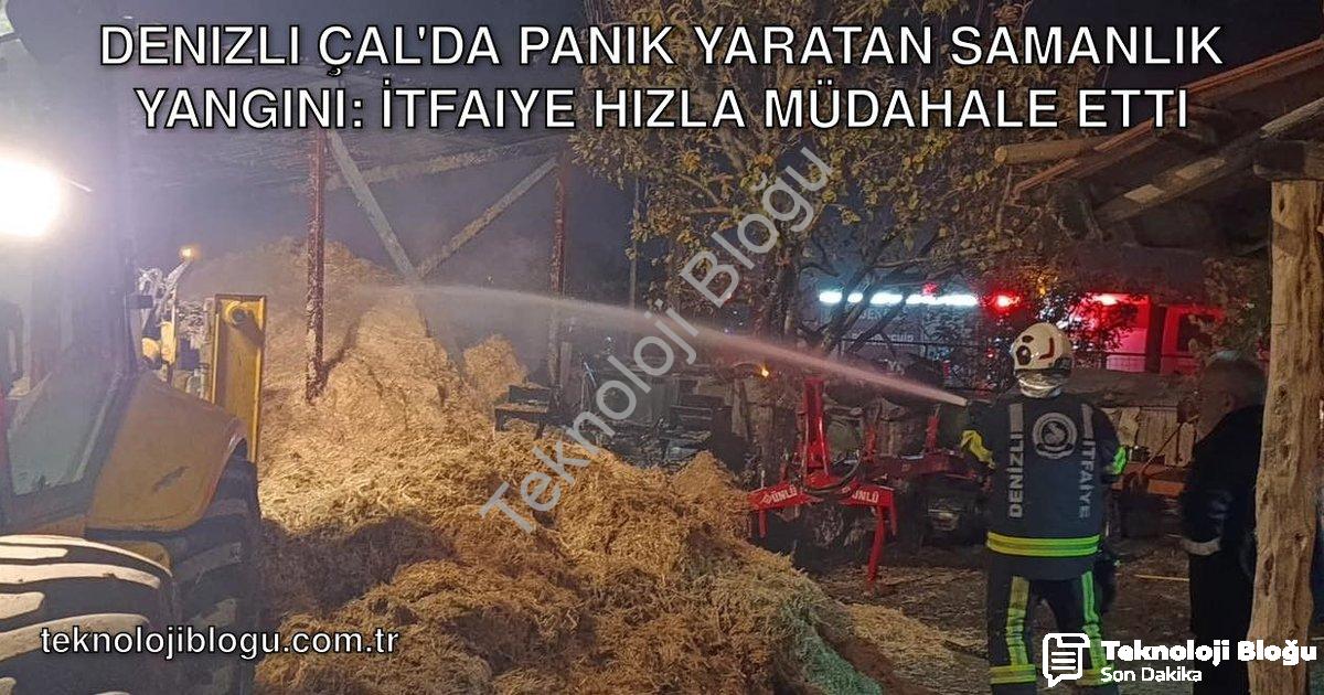 "Denizli Çal'da Panik Yaratan Samanlık Yangını: İtfaiye Hızla Müdahale Etti" başlıklı haber için fot