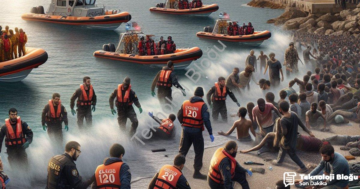 "İzmir Sahilinde Hareketli Saatler: 120 Göçmen İçin Operasyon" başlıklı haber için fotorealistik, pr