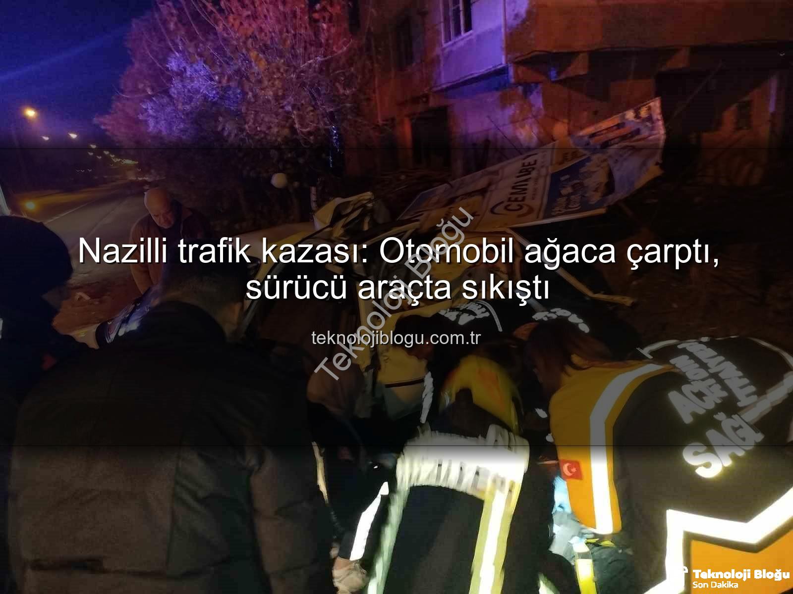 Nazilli trafik kazası - Nazilli trafik kazası: Otomobil ağaca çarptı, sürücü araçta sıkıştı