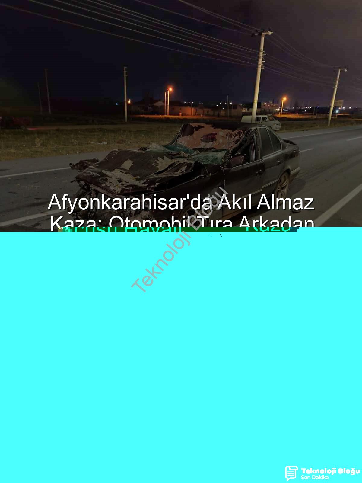 Afyonkarahisar trafik kazası - Afyonkarahisar'da Ağır Hasarlı Kaza: Otomobil Sürücüsü Hayati Tehlikeyi Atlattı